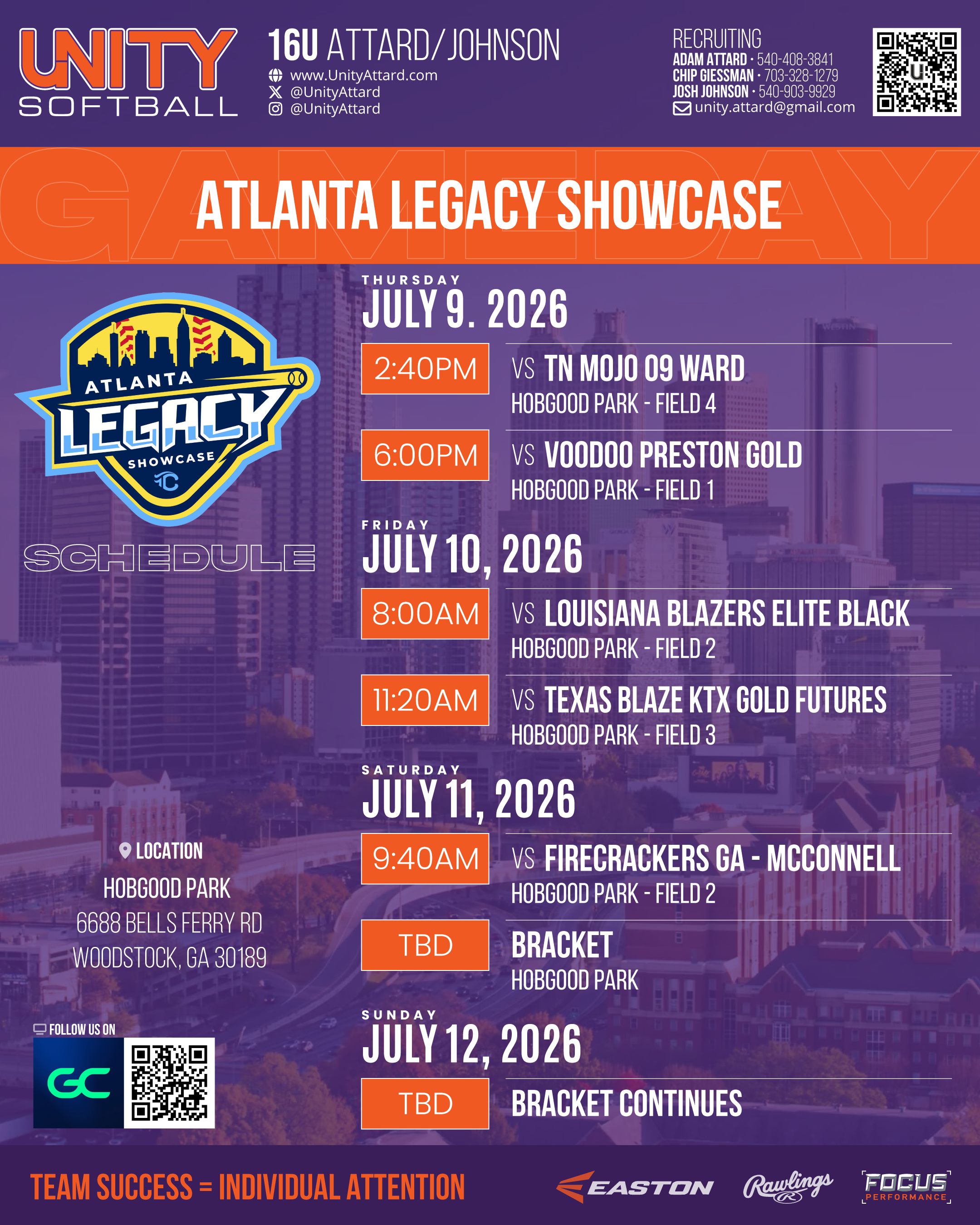 Atlanta Legacy — July 9–12